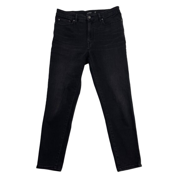 LAUREN RALPH LAUREN JEANS WOMENS 12 HIGH RISE STRAIGHT STRETCH SKINNY BLACK - Picture 1 of 12